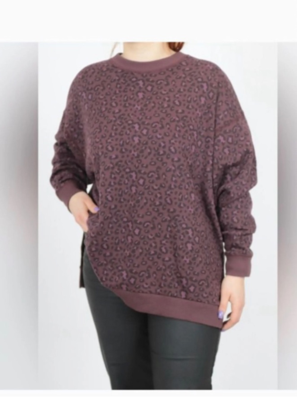 American Eagle purple animal print oversized sweatshirt